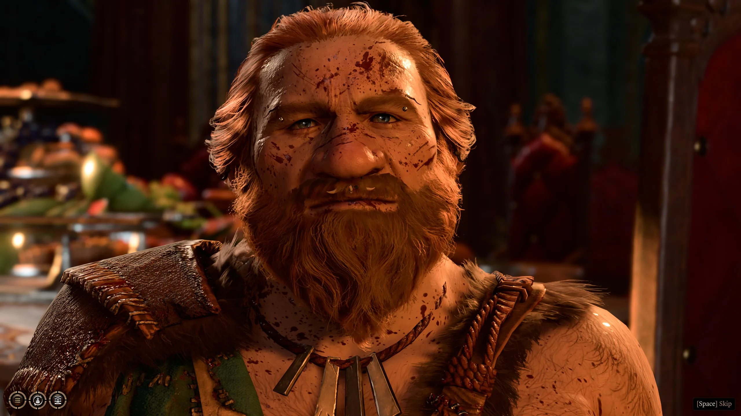 Dwarf Barbarian faceshot from cutscene in Baldur’s Gate 3